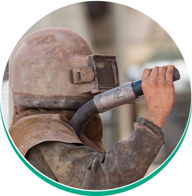 Worker Sandblasting